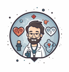 Doctor With Stethoscope And Heart Line Art Design