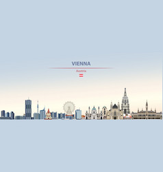 Vienna City Skyline On Colorful Gradient