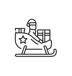 Santa Claus On Christmas Sleigh Color Line Icon