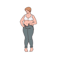 Woman With Belly Bulge Can T Button Her Jeans