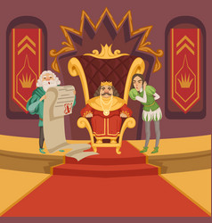 King On The Throne And His Retinue Cartoon