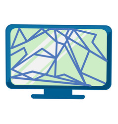 Flat E Waste Broken Cracked Computer Monitor Icon