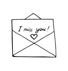 Letter In Envelope Lettering I Miss You And Heart