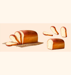 3d White Toast Bread Elements