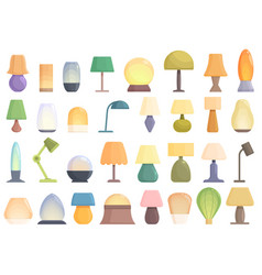 Nightlight Icons Set Cartoon Lamp Light