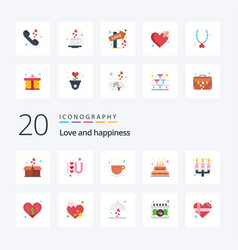 20 Love Flat Color Icon Pack Like Candle Dinner