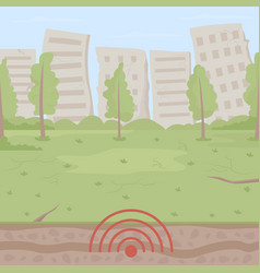 Earthquake Activity In Urban Park Flat Color