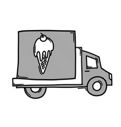 Food Truck Ice Cream Delivery Doodle Icon Drawing