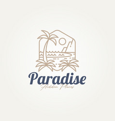 Minimalist Paradise Beach Hidden Place Icon Logo