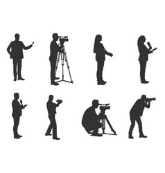 News Reporter Silhouettes Journalist