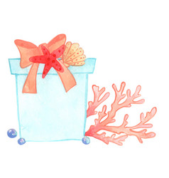 Prinblue Gift Box Pink Bow Ribbon And Marine Life