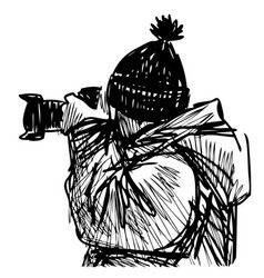 Sketch Of Teen Boy Photographing On Camera