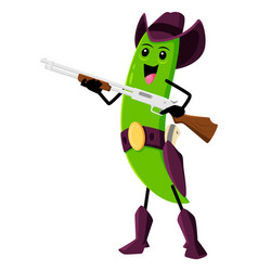 Cartoon Green Pea Sheriff Character Bean