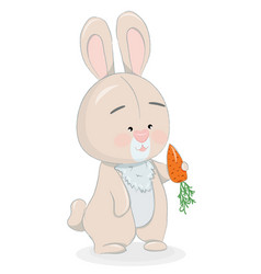 Cartoon Happy Chubby Pink Bunny With Carrot