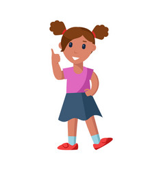 Cute Little Girl With Thumb Up Cartoon