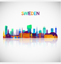 Sweden Skyline Silhouette In Colorful Geometric