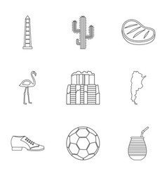 Buenos Aires Travel Icons Set Outline Style