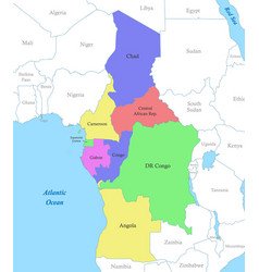 Map Of Central Africa With Borders Of The States