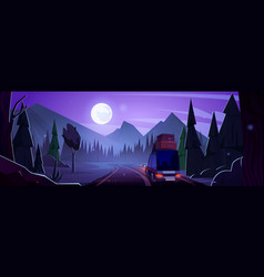 Night Mountain Road Car Trip Cartoon Background