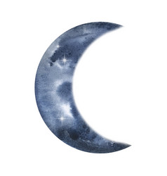 Watercolor Dark Blue Crescent Moon