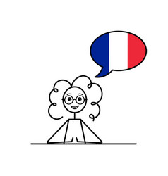 French Speaking Cartoon Girl With Speech Bubble