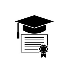 Mortarboard And Academic Diploma Icon On White