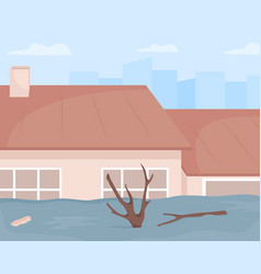 Urban Flood Disaster Flat Color