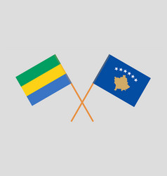 Crossed Flags Of Gabon And Kosovo