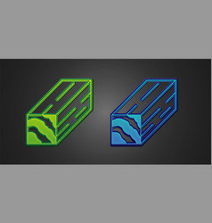 Green And Blue Wooden Beam Icon Isolated On Black