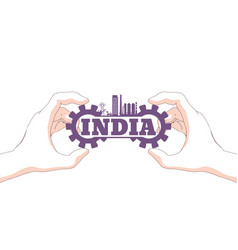 Hand Holding India Country Name With Energy