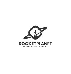 Logo Rocket Planet Silhouette Style