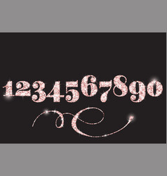 Realistic Shining Rose Gold Glitter Numbers 1 2 3