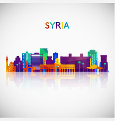 Syria Skyline Silhouette In Colorful Geometric