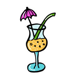 Cocktail With Straw And Umbrella Doodle