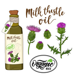 Bottle Milk Thistle Oil And Flax Flower