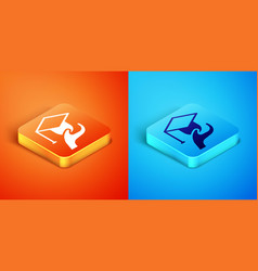 Isometric Education Grant Icon Isolated On Orange