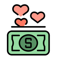 Money Donation Icon Flat