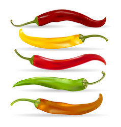 Realistic Chili Pepper Set