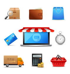 Realistic Online Shopping Icons