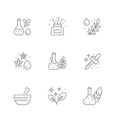 Set Line Icons Of Essential Oil