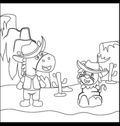 Two Little Cowboy Cartoon Isolated Creative