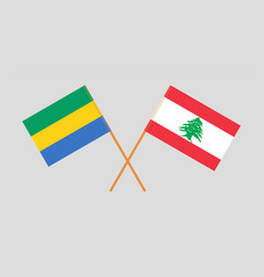 Crossed Flags Of Gabon And Lebanon