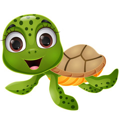 Cute Sea Turtle Cartoon On White Background