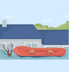 Floating Flood Rescue Boat Flat Color