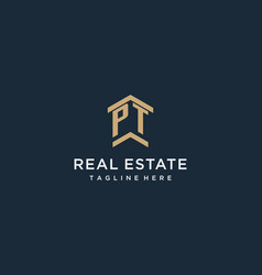 Initial Pt Logo For Real Estate With Simple