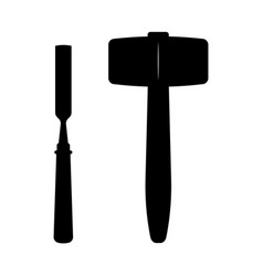 Mallet And Chisel Silhouette Black And White Icon