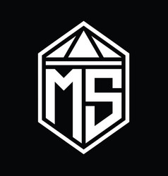 Ms Letter Logo Monogram Hexagon Shield Shape