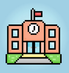 8-bit Pixel Of School Building Icon