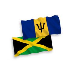 Flags Of Jamaica And Barbados On A White