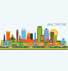 Baltimore Maryland City Skyline With Color